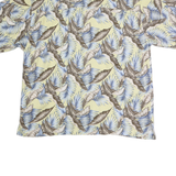 HAWAIIAN TROPIC Mens Beige & Blue Tropical Print Shirt XL Cotton Summer Casual