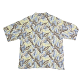 HAWAIIAN TROPIC Mens Beige & Blue Tropical Print Shirt XL Cotton Summer Casual