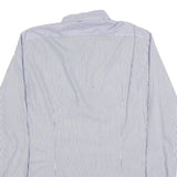 TOMMY HILFIGER Mens Blue & White Striped Shirt M Cotton Blend Long Sleeve Button
