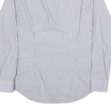 TOMMY HILFIGER Mens Blue & White Striped Shirt M Cotton Blend Long Sleeve Button