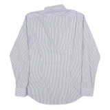 TOMMY HILFIGER Mens Blue & White Striped Shirt M Cotton Blend Long Sleeve Button