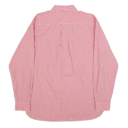 TOMMY HILFIGER Mens Red & White Check Shirt L Button-Down Collar Cotton Classic