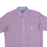 CHAPS Mens Red & Blue Checked Shirt L Casual Cotton Blend Short Sleeve
