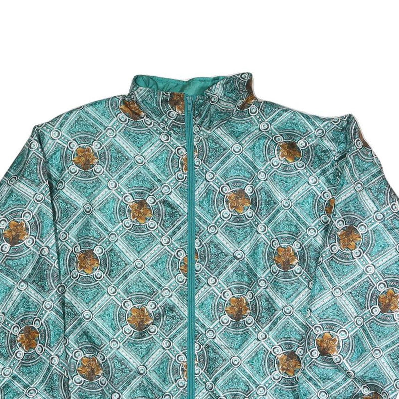 SUNTERRA Womens Green Polyester Blend Zip Jacket M Printed Pattern Lightweight