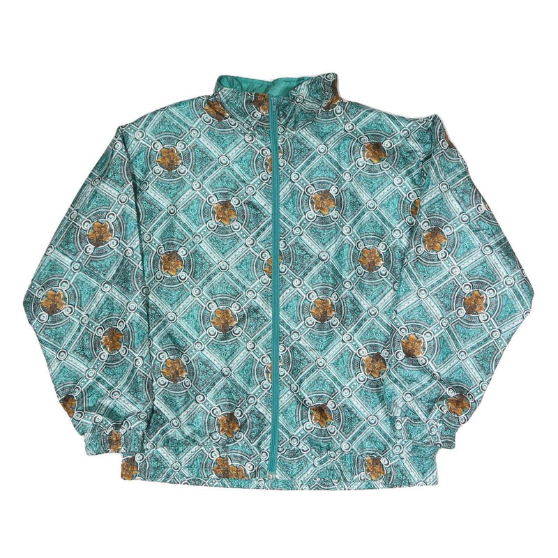 SUNTERRA Womens Green Polyester Blend Zip Jacket M Printed Pattern Lightweight