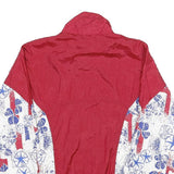 RODEO Mens Red & White Abstract Print Nylon Jacket S Sports Casual Zip