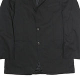 LAUREN RALPH LAUREN Mens Black Cotton Pinstripe Classic Jacket L Tailored Button