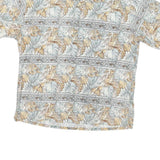 CAMPIA Mens Beige & Cream Floral Pattern Cotton Blend Shirt L Casual Summer Wear