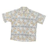CAMPIA Mens Beige & Cream Floral Pattern Cotton Blend Shirt L Casual Summer Wear