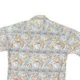 CAMPIA Mens Beige & Cream Floral Pattern Cotton Blend Shirt L Casual Summer Wear