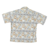 CAMPIA Mens Beige & Cream Floral Pattern Cotton Blend Shirt L Casual Summer Wear