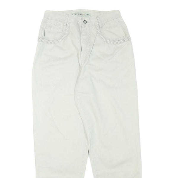 NEWPORT Womens Cotton Blend White Relaxed Trousers W28 L30 Casual Zip Closure