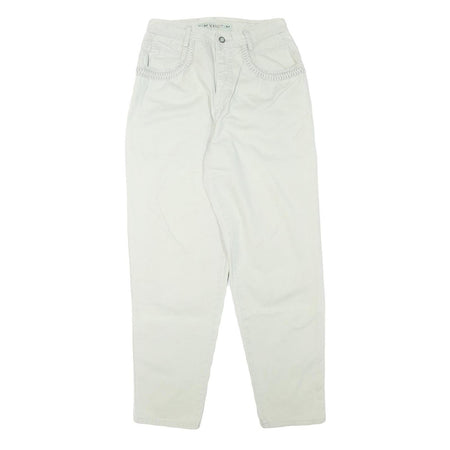 NEWPORT Womens Cotton Blend White Relaxed Trousers W28 L30 Casual Zip Closure