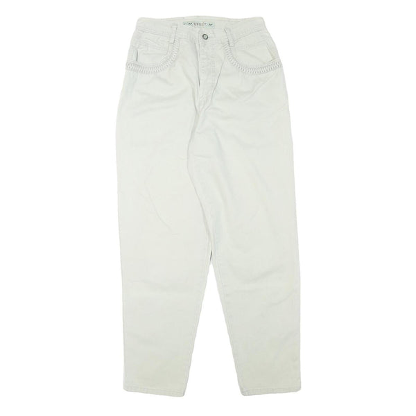 NEWPORT Womens Cotton Blend White Relaxed Trousers W28 L30 Casual Zip Closure