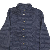 BARBOUR Womens Navy Blue Quilted Jacket UK 8 Polyamide Button Fastening