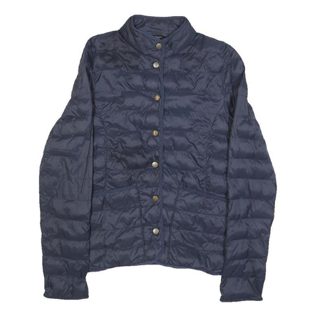 BARBOUR Womens Navy Blue Quilted Jacket UK 8 Polyamide Button Fastening