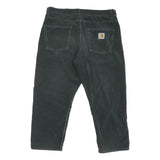 CARHARTT Mens Relaxed Green Cotton Blend Corduroy Trousers W36 L25 Casual