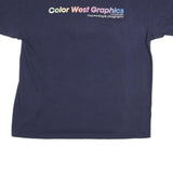 ANVIL Mens Navy Blue 2XL Short Sleeve Crew Neck Cotton Blend Pocket T-Shirt Logo