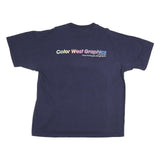 ANVIL Mens Navy Blue 2XL Short Sleeve Crew Neck Cotton Blend Pocket T-Shirt Logo