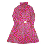 FRANCOISE DESARBRE Womens Pink & Brown Geometric Mini Dress Polyester Blend Long