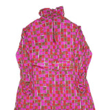 FRANCOISE DESARBRE Womens Pink & Brown Geometric Mini Dress Polyester Blend Long
