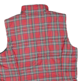 CHAPS Mens Red Plaid Jacket XL Polyester Blend Quilted Sleeveless Zip Fastening