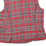 CHAPS Mens Red Plaid Jacket XL Polyester Blend Quilted Sleeveless Zip Fastening