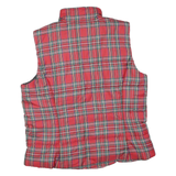 CHAPS Mens Red Plaid Jacket XL Polyester Blend Quilted Sleeveless Zip Fastening