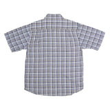 DICKIES Mens Blue & Brown Check Shirt M Cotton Short Sleeve Casual Classic