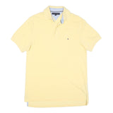 TOMMY HILFIGER Mens Yellow Polo Shirt S Short Sleeve Cotton Blend Classic Fit