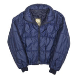 ALASKA Womens Blue Bomber Jacket S Polyester Blend Plain Zip Closure