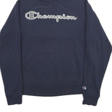 CHAMPION Mens Navy Blue Hoodie S Cotton Blend Pullover Casual Sportswear