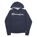 CHAMPION Mens Navy Blue Hoodie S Cotton Blend Pullover Casual Sportswear