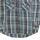 WINTER RUN Mens Blue Black & White Check Shirt L Casual Cotton Long Sleeve