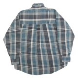 WINTER RUN Mens Blue Black & White Check Shirt L Casual Cotton Long Sleeve