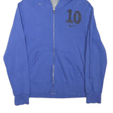 NIKE Mens Blue Zip Up Hoodie M 10 Printed Logo Drawstring Hood Casual Wear