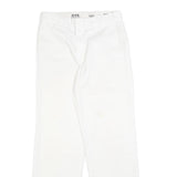 DICKIES Mens White Regular Fit Straight Leg Trousers W28 L29 Cotton Blend Zip