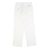 DICKIES Mens White Regular Fit Straight Leg Trousers W28 L29 Cotton Blend Zip