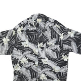 LINQUINE BARS Mens Black & Grey Rayon Hawaiian Shirt L Tropical Floral Print