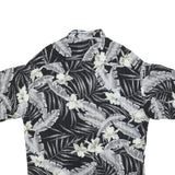 LINQUINE BARS Mens Black & Grey Rayon Hawaiian Shirt L Tropical Floral Print