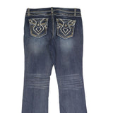 REALCO JEANS Womens Jeans Blue Regular Bootcut Denim Medium W34 L34 Embroidered
