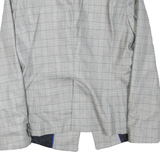 ZARA Womens Grey Checked Blazer Jacket L Cotton Blend Button Closure Classic Fit