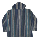 Womens Blue & White Patterned Hoodie L Cotton Blend Relaxed Fit Casual