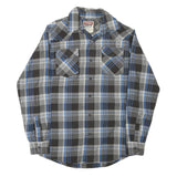 WRANGLER Mens Black & Blue Check Shirt S Classic Western Button Front Casual