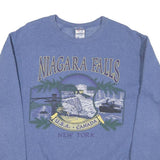 JERZEES Mens Blue Niagara Falls Crew Neck S Cotton Blend Graphic Sweatshirt