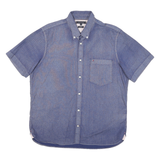 TOMMY HILFIGER Mens Blue Button-Down Short Sleeve Shirt 2XL Casual Cotton Blend