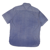 TOMMY HILFIGER Mens Blue Button-Down Short Sleeve Shirt 2XL Casual Cotton Blend
