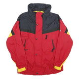EDGE-TECH Mens Red Black & Yellow Jacket M Nylon Colourblock Zip Outdoor