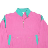 Womens Pink & Green Plain Cotton Blend Jacket S Zip Pockets Lightweight Casual