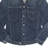 LEVI'S Mens Blue Denim Jacket S Cotton Blend Button Closure Classic Fit Casual